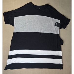 Simply Vera Vera Wang Womens 3X Black White Stripe Sleep Lounge Top Shirt Pocket